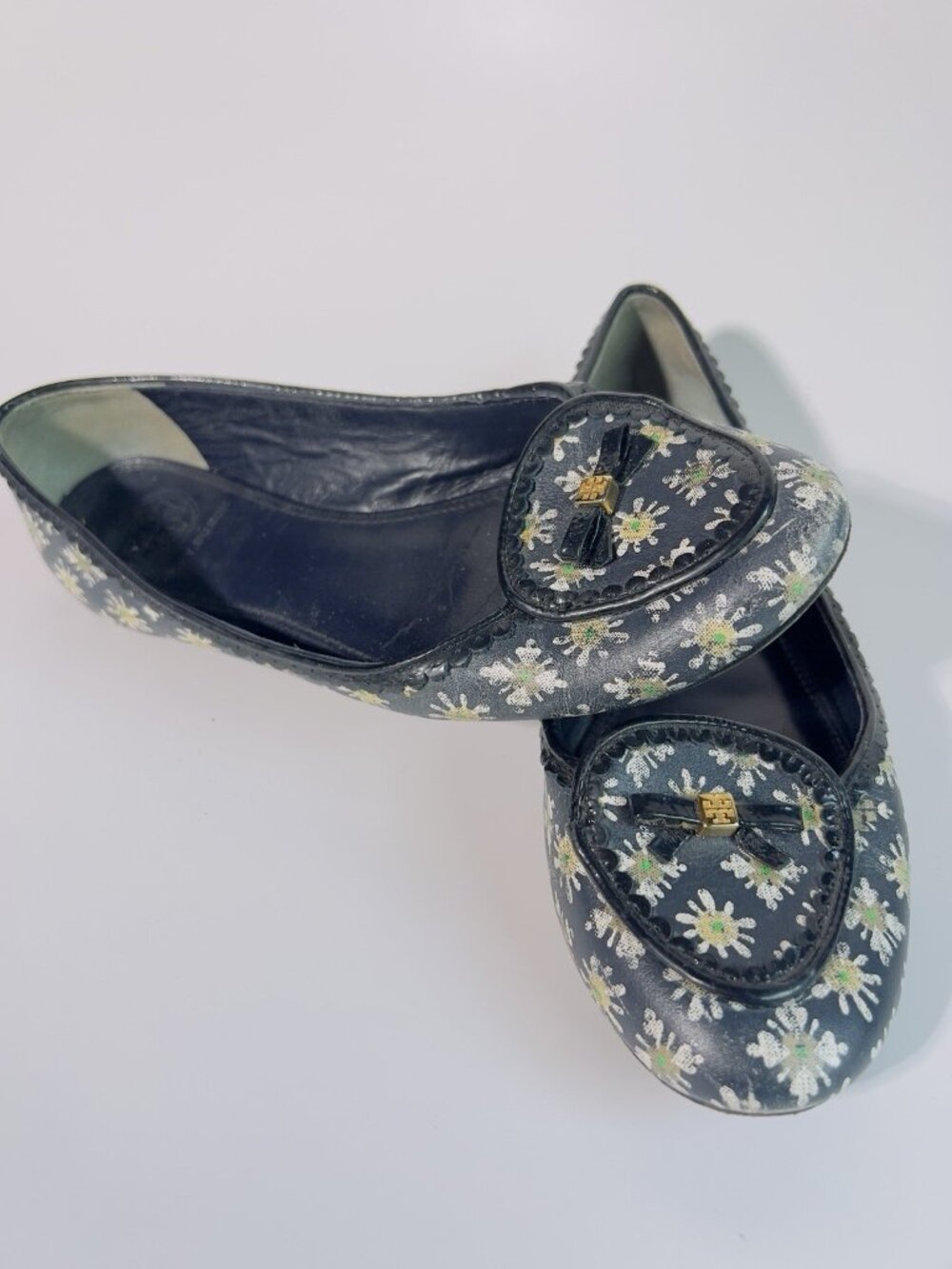 Tory Burch Reva Floral Print Ballet Flats Daisy Leather Size 8 M Rare - Picture 8 of 11